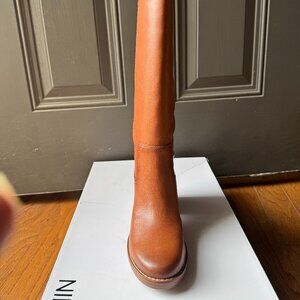 Nine West Womens HECEE Comfort Insole Knee-High Boots Natural Brown Size 6.5 NEW